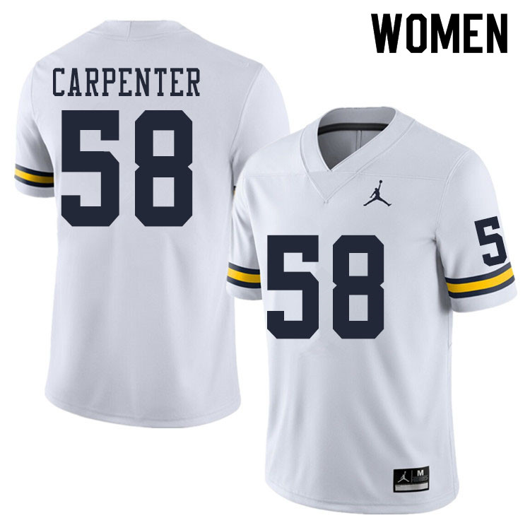 Women #58 Zach Carpenter Michigan Wolverines College Football Jerseys Sale-White